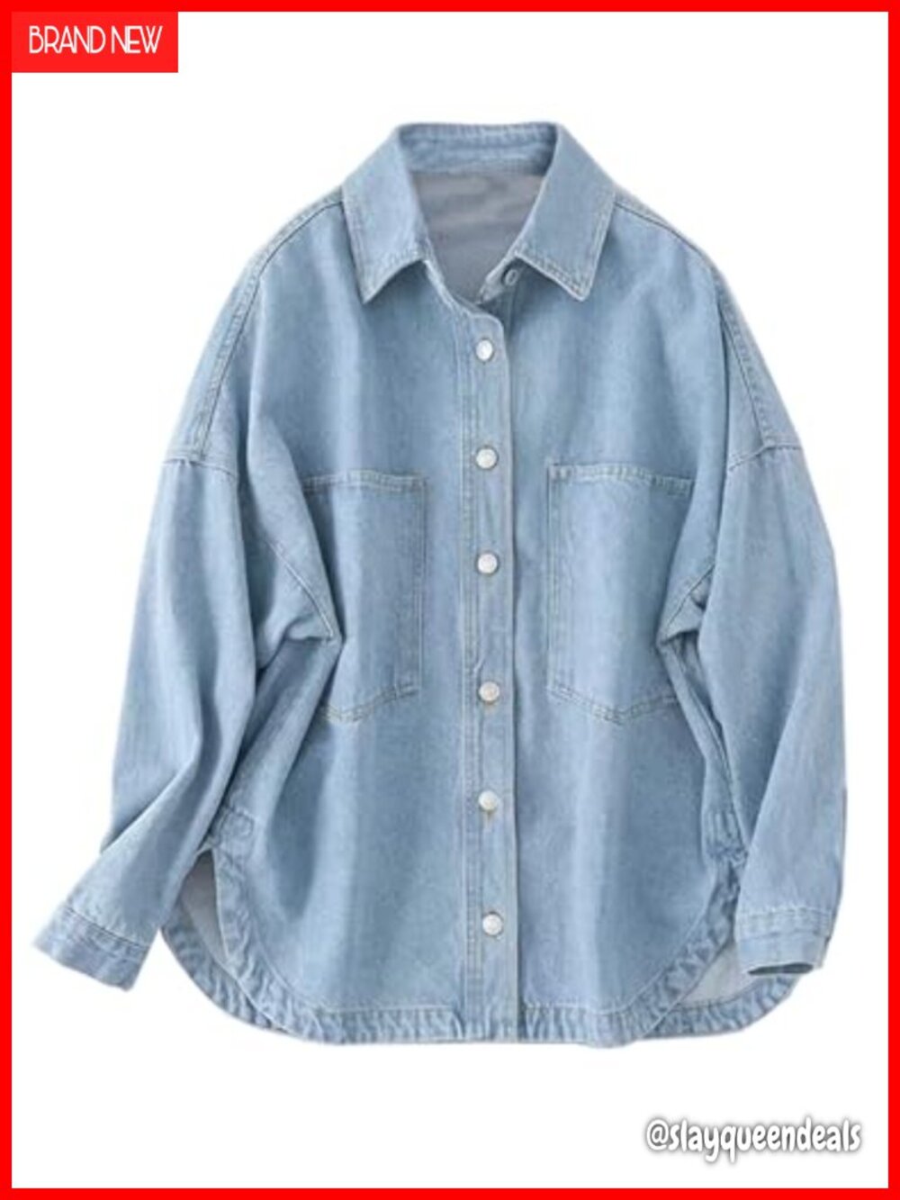 Oversized Denim Shacket Button Down Long Sleeve Jean Jacket